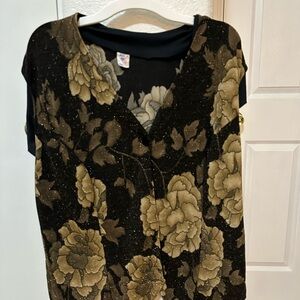 Floral Black and Gold Women's Top